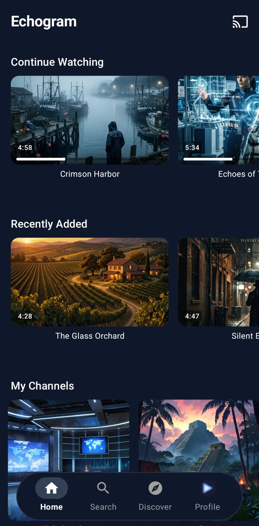 EchoGram home screen on a phone